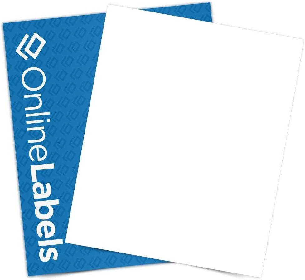 Sticker Paper, 10 Sheets, White Matte, 8.5" x 11" Full Sheet Label, Works with Inkjet and Laser Printer, Compatible with Electronic Cutting Machines, OL177WX, OnlineLabels