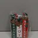 3 Pcs Christmas Table Centerpieces Rustic Wood Presents Xmas Wooden Faux Blocks, Joy Believe Hohoho Tiered Tray Decor with Buffalo Plaid Bowknot for Holiday Party Decoration