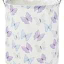 19.7" Butterfly Laundry Basket,Kids Dirty Clothes Hamper,Waterproof Toys Storage Bin,Room Decor,Gift Baskets,Baby Nursery Hamper(Blue & Purple Butterfly)