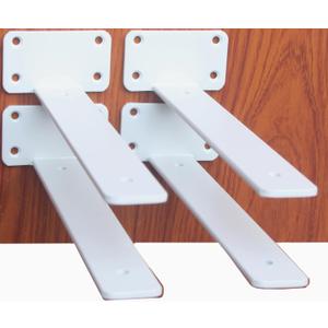 4 Pack - 8 inch White Hidden L Shelf Bracket (1/5 Inch Thicked) Iron Floating Shelf Brackets Rustic Industrial Metal Brackets for Shelf Support