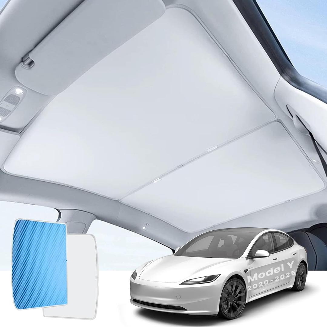Tesla Model Y Roof Sunshades Insulation UV Rays Protection Sun Shade No Gaps & No-Sagging Design - Fits 2025-2020 Model Y Glass Roof Shade