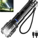 Rechargeable Tactical Flashlight: Ultra Bright High-Lumen LED Beam with USB-C Charging, Heavy Duty Mid-Size Torch for Home Power Outage, Car Emergency & Outdoor Adventure