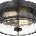 2-Light Flush Mount Ceiling Light, Farmhouse Industrial Black Finish with Seeded Glass Ceiling lamp, Modern Ceiling Light Fixture for Bedroom Living Room Kitchen Hallway Entryway 