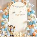 Beige Arch Backdrop Covers, 6.6FT Polyester Fitted Wedding Arch Stand Cover Round Top Chiara Stretchy Arch Backdrop Cover for Birthday Party Ceremony Banquet Decoration