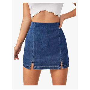 Floerns Women's Casual Split Hem High Waist Denim Skorts Skirt Shorts, A Blue, Medium