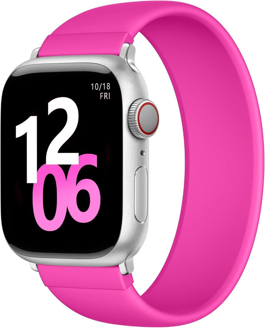 Zedoli Sport Solo Loop Band Compatible with Apple Watch Bands 42mm  44mm 45mm 46mm 49mm Women Men, Stretchy Soft Silicone Elastic Strap for iWatch 