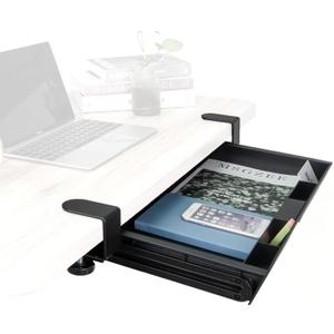 EHO Large Under Desk Slide Out Storage Drawer, Adjustable Sturdy C-Clamp Tray, 20" (24.8" Including Clamps) 11.8" Pull Out Drawer, Smooth Sliding Rail Design for Keyboard Mouse Desk Extender Organizer