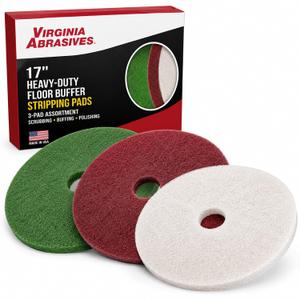 Floor Maintenance Pad Set, Green Red White, 17" - 3 Pack