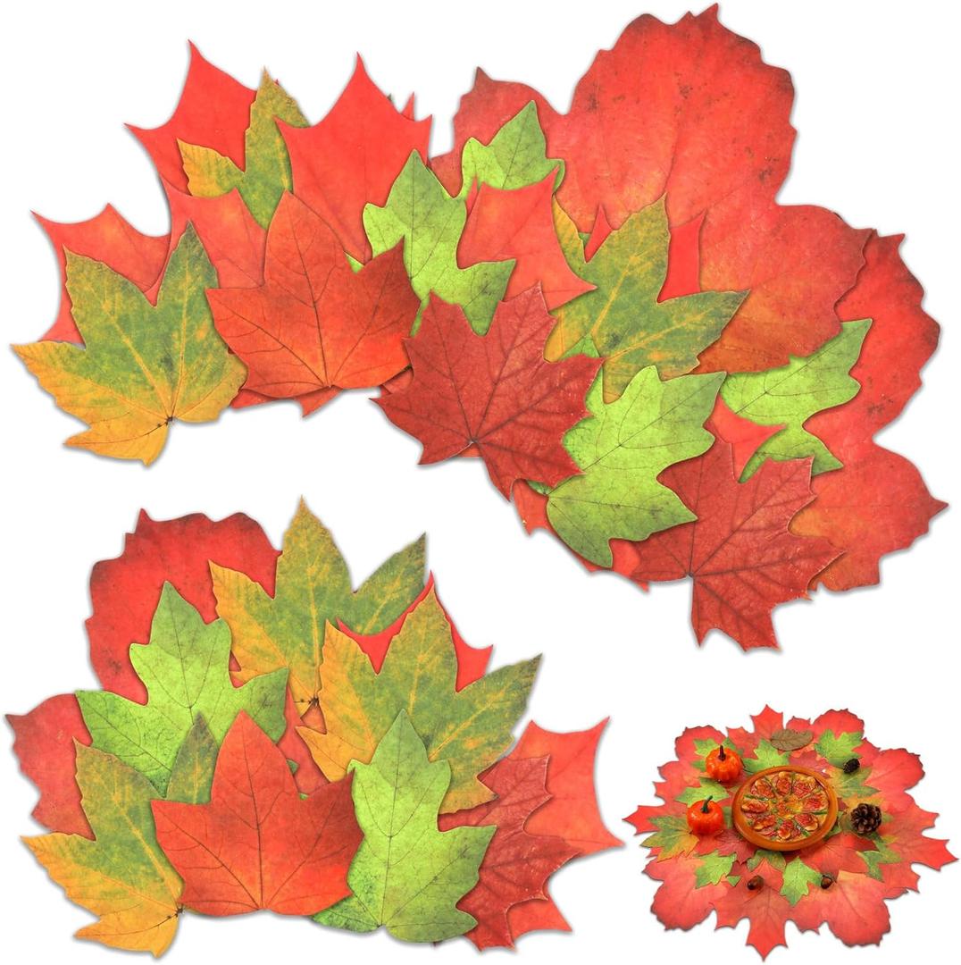 Cholemy 180 Pcs Parchment Paper Leaves 8.2 x 5.9 Inch Thanksgiving Fall Leaf Maple Grape Leaf Cheese Paper Autumn Decorative Parchment Paper for Plate Table Charcuterie Boards Festival Party Serving
