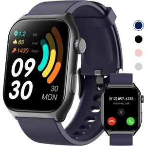 Fitness Tracker for Men Women (Make/Answer Call), 2.0" Smart Watch with 24/7 Heart Rate Blood Oxygen Sleep Monitor, Pedometer, 100+ Sport Modes IP68 Waterproof Activity Tracker for Android iOS (Blue)