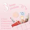 Quilted Makeup Bag Cosmetic Bag, Travel Toiletry Bag for Women, Cute Makeup Bag Organizer Puffer Pouch Light Pink M