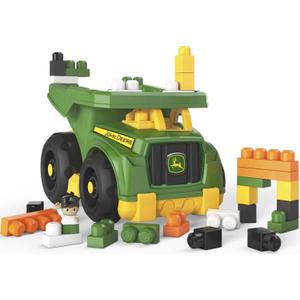 MEGA BLOKS John Deere Toddler Building Blocks Toy Set, Dump Truck with 25 Pieces and Storage, 1 Figure, Green, Ages 1+ Years MEGA BLOKS John Deere Toddler Building Blocks Toy Set, Dump Truck with 25 Pieces and Storage, 1 Figure, Green, Ages 1+ Years