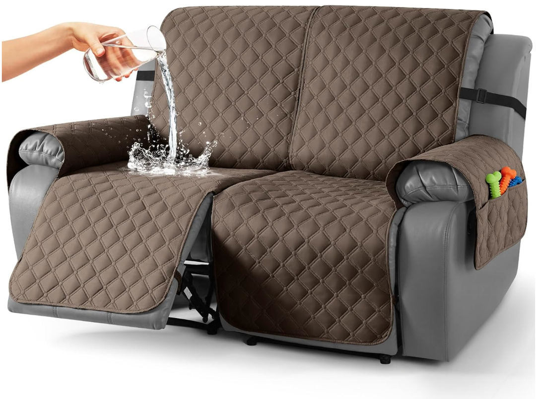 TAOCOCO 100% Waterproof Loveseat Recliner Covers Reversible, Brown