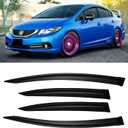 Window Rain Guards for 2012-2015 Honda Civic Sedan, Window Visor Guard Vent Wind Shade Deflector Rain Shield Protector Sun Visor for 12-15 Civic 2013 2014 12 13 14 15, Outside-Mount, 4 Pieces