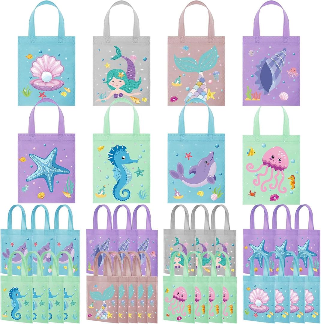 Ferraycle 36 Pcs Mermaid Under the Sea Goodie Bags Marine Sea Animals Party Favors Treat Bags for Baby Shower Birthday Party Decor
