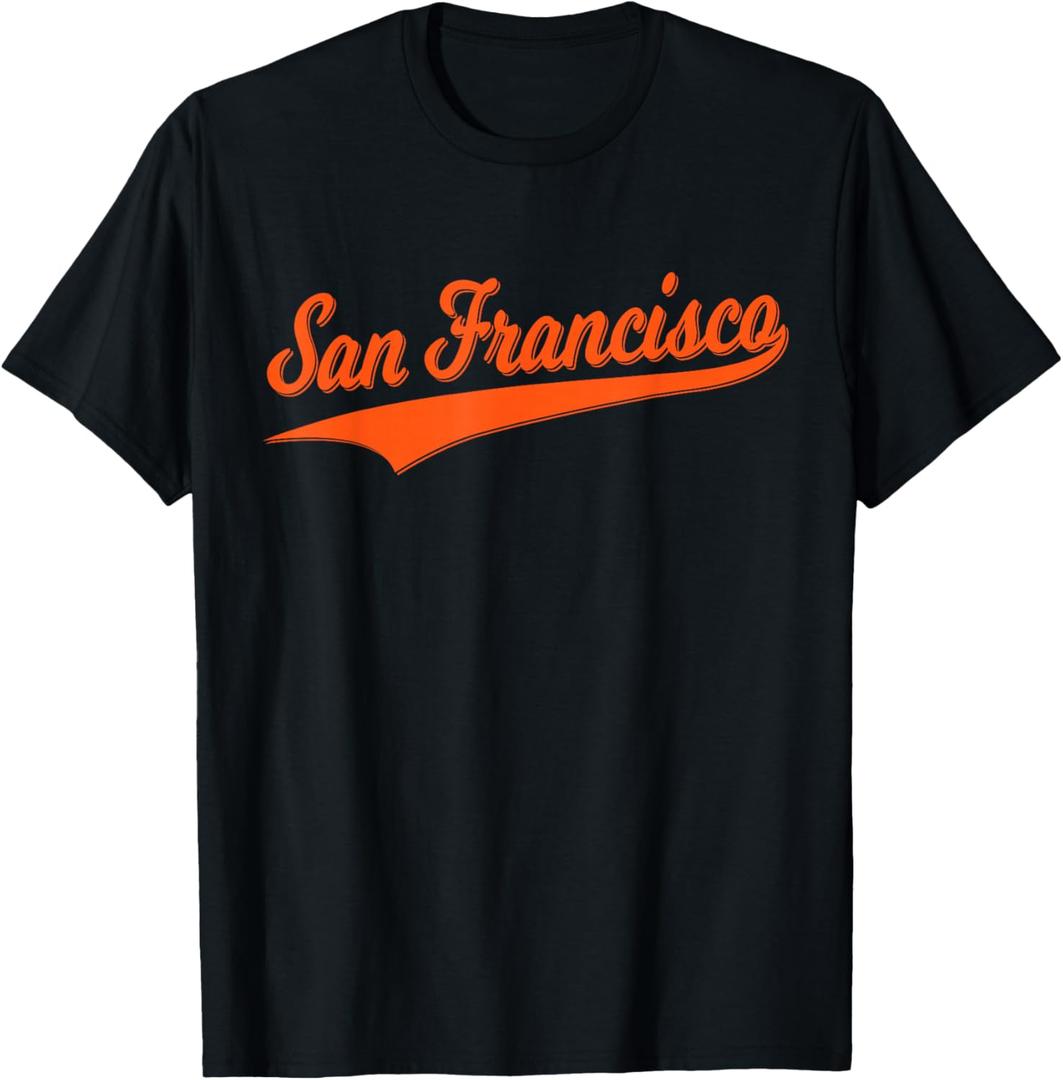 SAN FRANCISCO SF VARSITY SCRIPT VINTAGE SPORTS JERSEY STYLE T-Shirt (XL, Black)