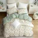 Floral Queen Duvet Cover Set - 100% Microfiber Chic Bedding for All Seasons, 3 Pieces With Zipper Closure (1 Cover, 2 Pillowcases)