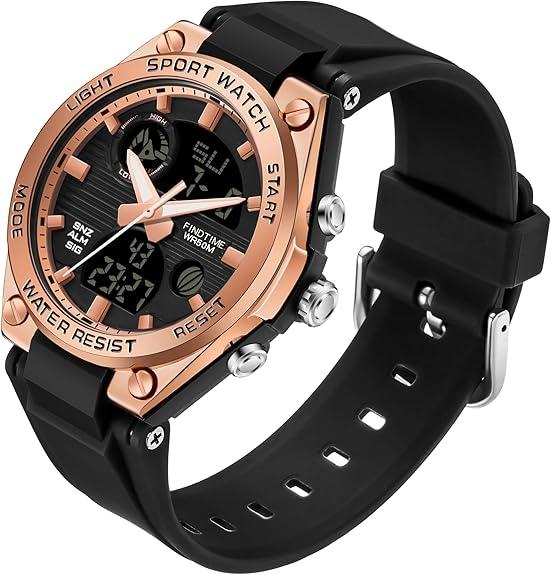 findtime Womens Watch Ladies Watches Waterproof Sports Analog Digital Watches LED Backlight Alarm Stopwatch Wrist Watches