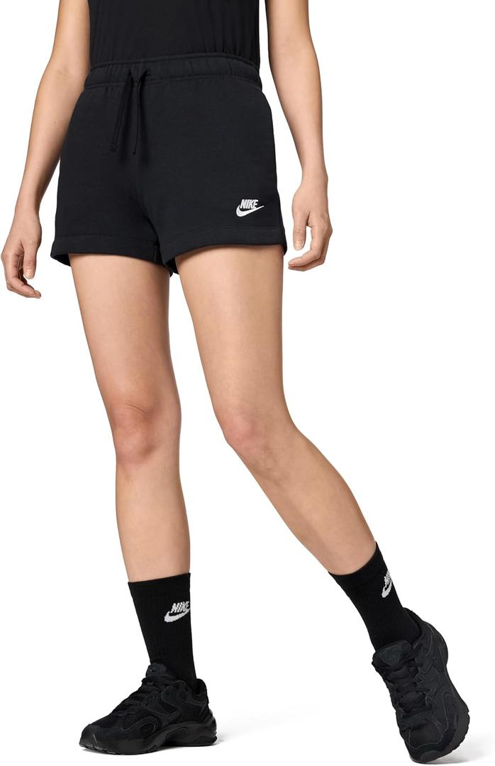 Nike Womens Sportswear Club Fleece Mid-Rise Shorts (Black, XL)
