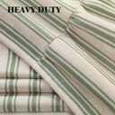 Farmhouse Shower Curtain with Ruffle Hem Linen Shower Curtains for Bathroom Country Vintage Rustic Natural Fabric, Cream-Green Stripe 72" W x 84" L