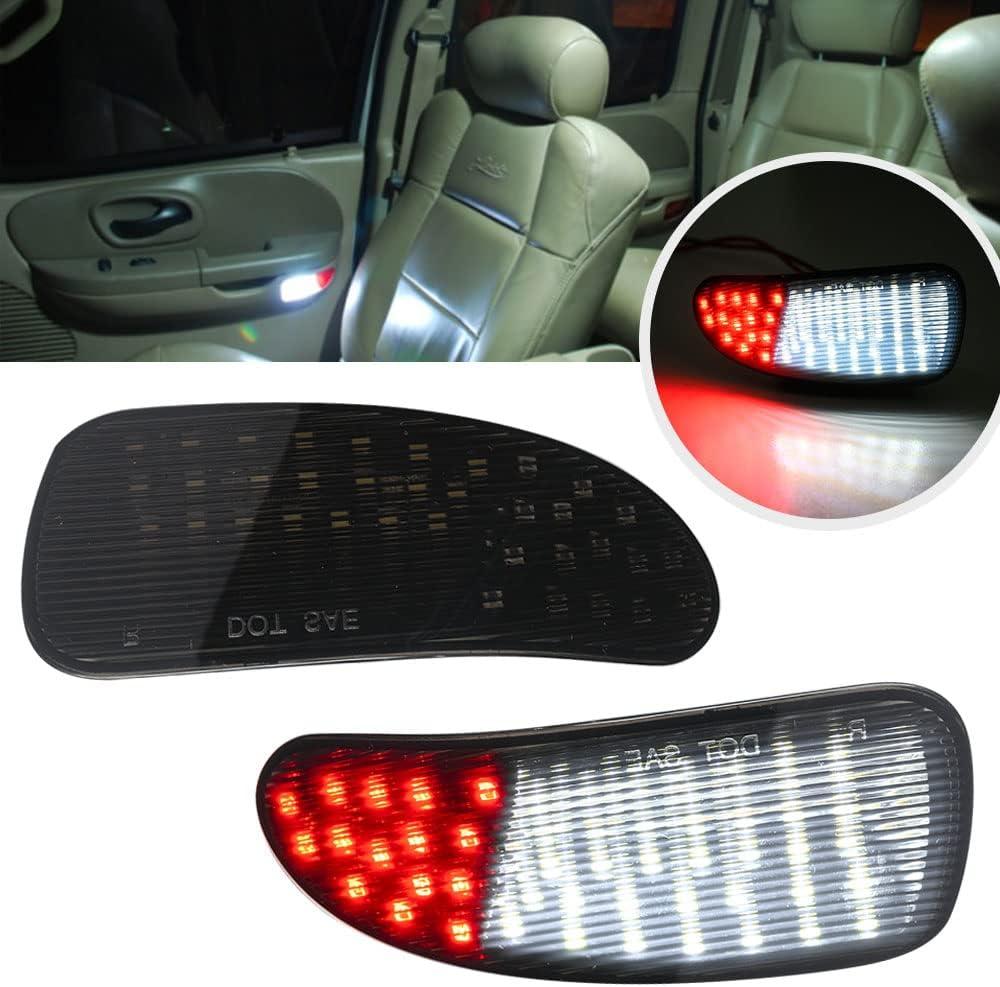 2Pcs F150 LED Courtesy Door Lights for Ford F150 1997-2003, F150 SVT Lightning 1999-2002, F250 Light Duty 1997-1999 Red& White LED Side Door Panel Light Door Interior Light Step Lights Smoked Lens