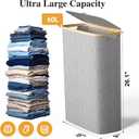 Slim Laundry Hamper, 60L Waterproof Narrow Laundry Basket with Lid and Removable Bag, Collapsible Tall Clothes Hamper with Bamboo Handles for Clothes Toys in Dorm Bedroom Bathroom, Grey