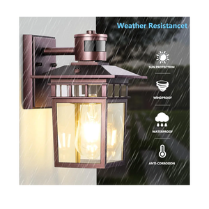 Hifeelen Outdoor Wall-Mounted Motion Sensor Light with Dusk to Dawn Function, Waterproof Anti-Rust Aluminum Exterior Bronze Porch Lighting Fixture for Front Door, Garage, and Entrance Wall