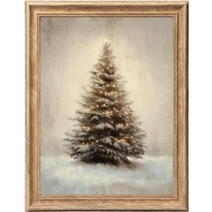ASTRDECOR Vintage Christmas Tree Wall Art, 12x16 Rustic Farmhouse Holiday Wall Décor with Faux Wood Grain Frame, Cozy Christmas Decorations for Living Room, Bedroom, Dining Room, Entryway