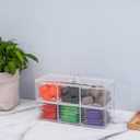 Yesesion Plastic Cable Management Boxes Set with Lid and 20 Wire Ties, Clear Power Cord Case with 3 Compartments, Electronics Organizer Desk Drawer Accessories Storage for Office Supply (2 PACK)