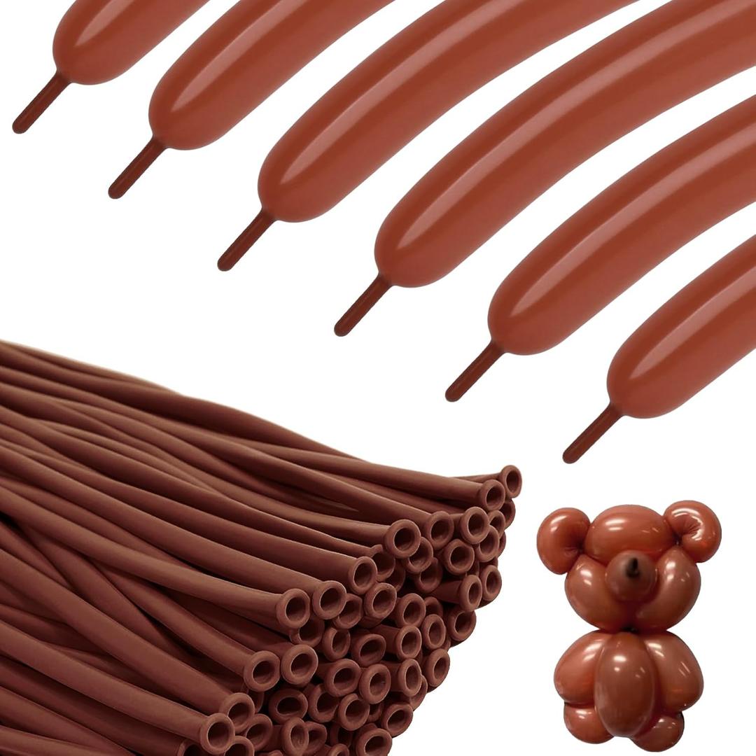 260 Balloons - Coffee Brown Long Balloons for Tying Balloon Arch, 100Pcs Twisting Balloon for Animal Modeling & Birthday Party Decorations