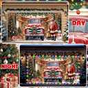ROCKY&CHAO Christmas Garage Door Decorations 6x13ft Santa Red Truck Garage Door Cover, Garage Door Banner Garage Door Backdrop for Christmas New Year Party