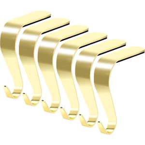 Palonu Christmas Stocking Holders Mantel Stcoking Hangers Metal Hanging Hooks Ornament Hooks Fireplace Hanger Grip for Christmas Decorations (6, Gold)