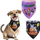 Halloween Dog Bandanas 2-Pack, Reversible Pet Costume Set with Pumpkin Scarf Bibs, Multi-Theme Patterns for Dogs, Cats, Puppies - Halloween Party Cosplay (Small)