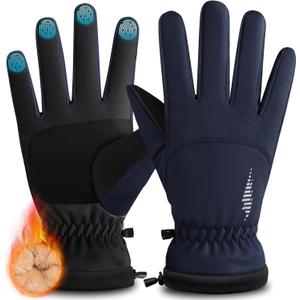 rivmount Winter Waterproof Ski Snow Warm Gloves for Women Men, Windproof Cold Weather Thermal with Touchscreen Fingers, for Running Driving Cycling Hiking Biking Outdoor Sports Daily Work (Medium, Navy Blue)