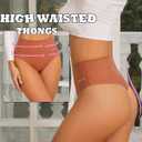 FINETOO Women Underwear High Waisted Thongs Tummy Control Seamless Thongs Shapewear No Show Panties 4 Pack S-3XL