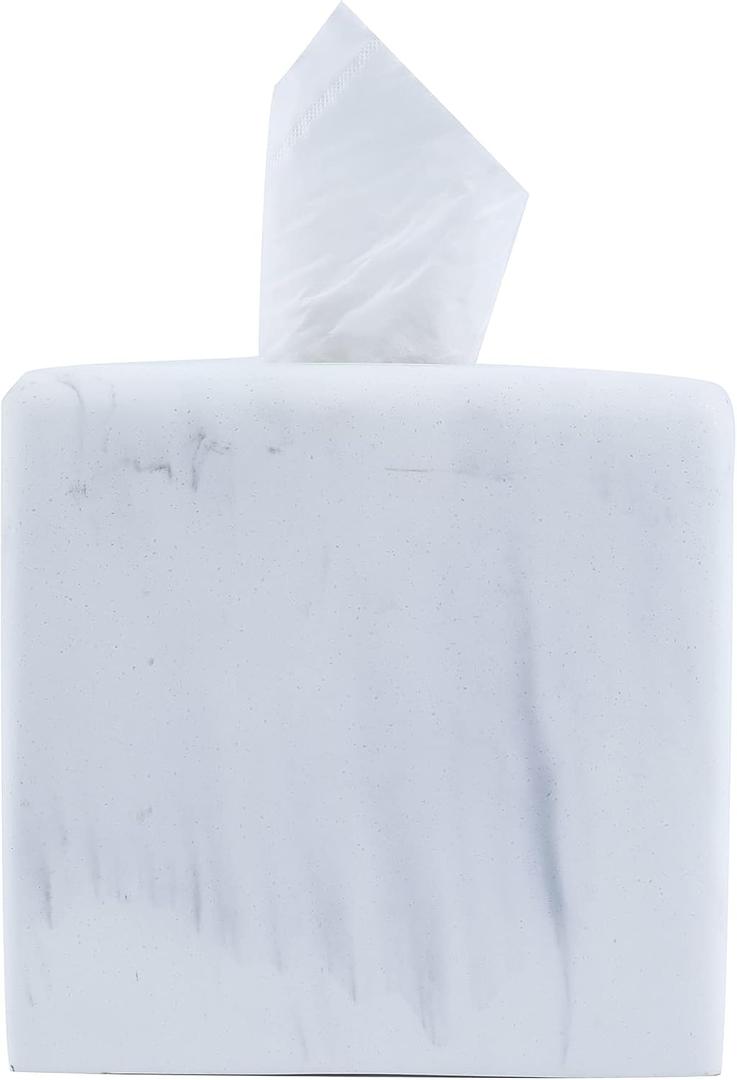 Hymmah Modern Square Tissue Box Cover Holder,Bathroom Accessories Decor Unique Design Tissue Box Cover for Bathroom Vanity Counter Tops Also Great for Bedrooms and Living Rooms