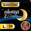 Always ZZZ Overnight Disposable Period Underwear for Women, Large, 360 Coverage for Worry-Free Nights, 14 Count (2 Packs of 7)