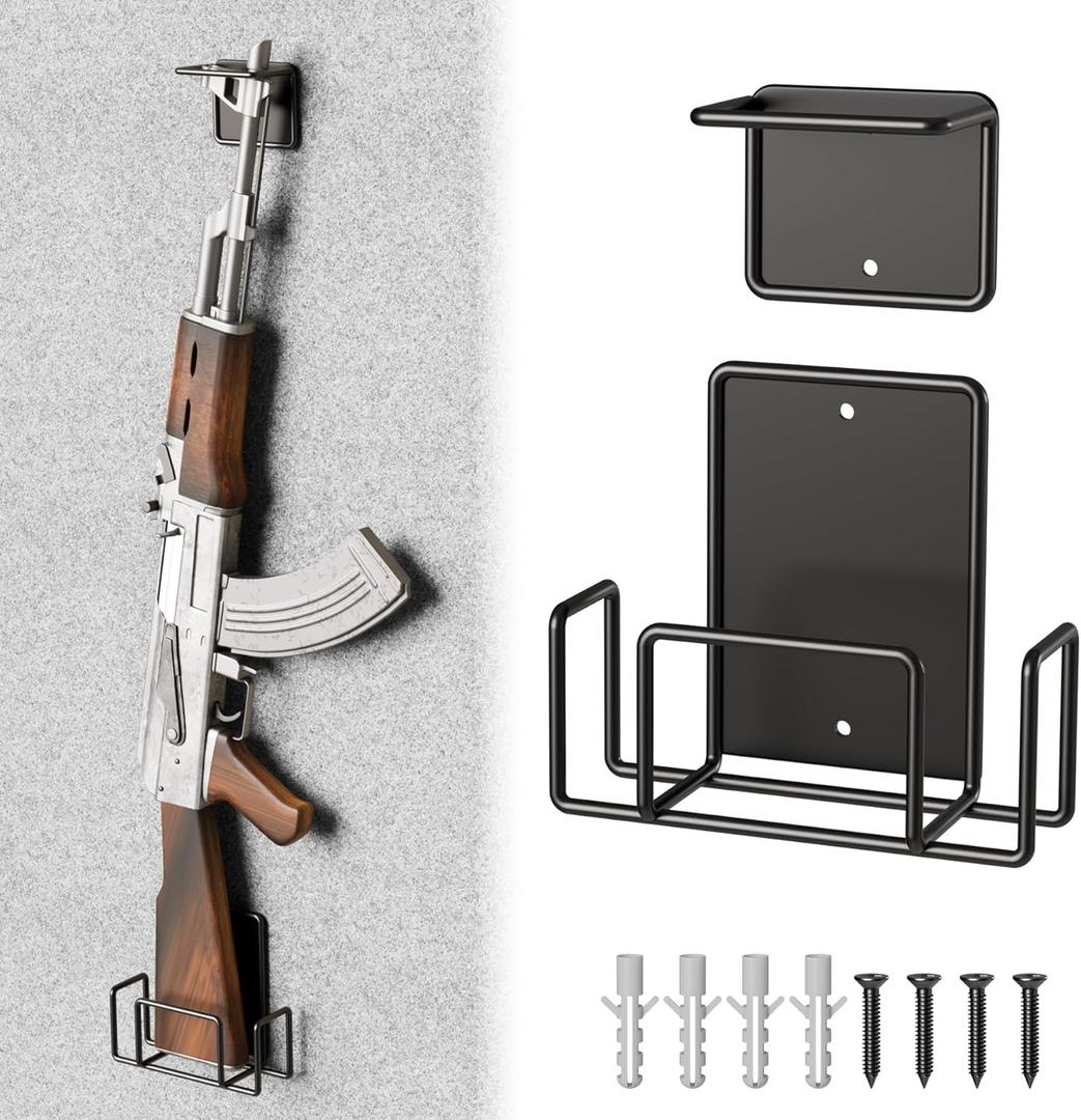 Shotgun Holder for Wall - Vinyl Coating Shotgun Rack Wall Mount, Heavy Duty Steel Vertical Gun Wall Mount, Vertical Gun Rack, Airsoft, Rifle Holder - 1 Pack
