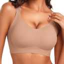 Vertvie Women's Seamless Wireless Push Up Bras with Support and Lift No Underwire Bralettes Comfort Full Coverage Sport Everyday Bra (Small, Apricot)