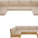 14-Piece Patio Furniture Cushions Set, Replacement Outdoor Cushions for 6-Seat Patio Sectional, Waterproof & Fade Resistant Deep Seat Cushion for Outdoor Sofa, Beige