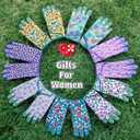 Thorn Proof&Puncture Resistant Gardening Gloves with Grip,Garden Glove for Women, Leather Yard Work Gifts (Medium, 1 Pair Per Pack-green+2florals)