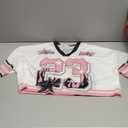 MakeMeChic Women's Football Jersey Shirts Y2K Number Crop Tops Soccer Jersey Tee Streetwear Crop Pink White Small