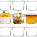 yarlung 9 Pack Small Glass Dessert Bowls, 8 Oz Custard Cup Clear Pudding Cup, Tasting Glasses Prep Bowls for Parfait, Ice Cream, Party Birthday