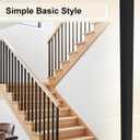 15 Pack Iron Balusters for Staircase, Hollow Square Stair Balusters, Satin Black Balusters for Staircase Interior,1/2" x 44" (Satin Black)