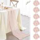 Nialnant 5 Pcs Light Pink Cheesecloth Table Runner,10Ft Pink Table Runners for Wedding Bridal Shower,Holiday Birthday Party