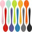 10 Pack Silicone Mixing Spoon, 10.8 Inch Heat Resistant Kitchen Spoons for Cooking, Large Non-Stick Basting Serving Stirring Mixing Spoon for Baking, Serving Scraping