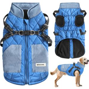 Mosucoirl Warm Dog Coats Pet Clothes, Waterproof Dogs Jacket Reflective Pet Outfits Winter Dog Cold Weather Coat Cozy Snow Jackets Vest for Small Medium Large Dogs Puppy Doggie (XS, Blue)
