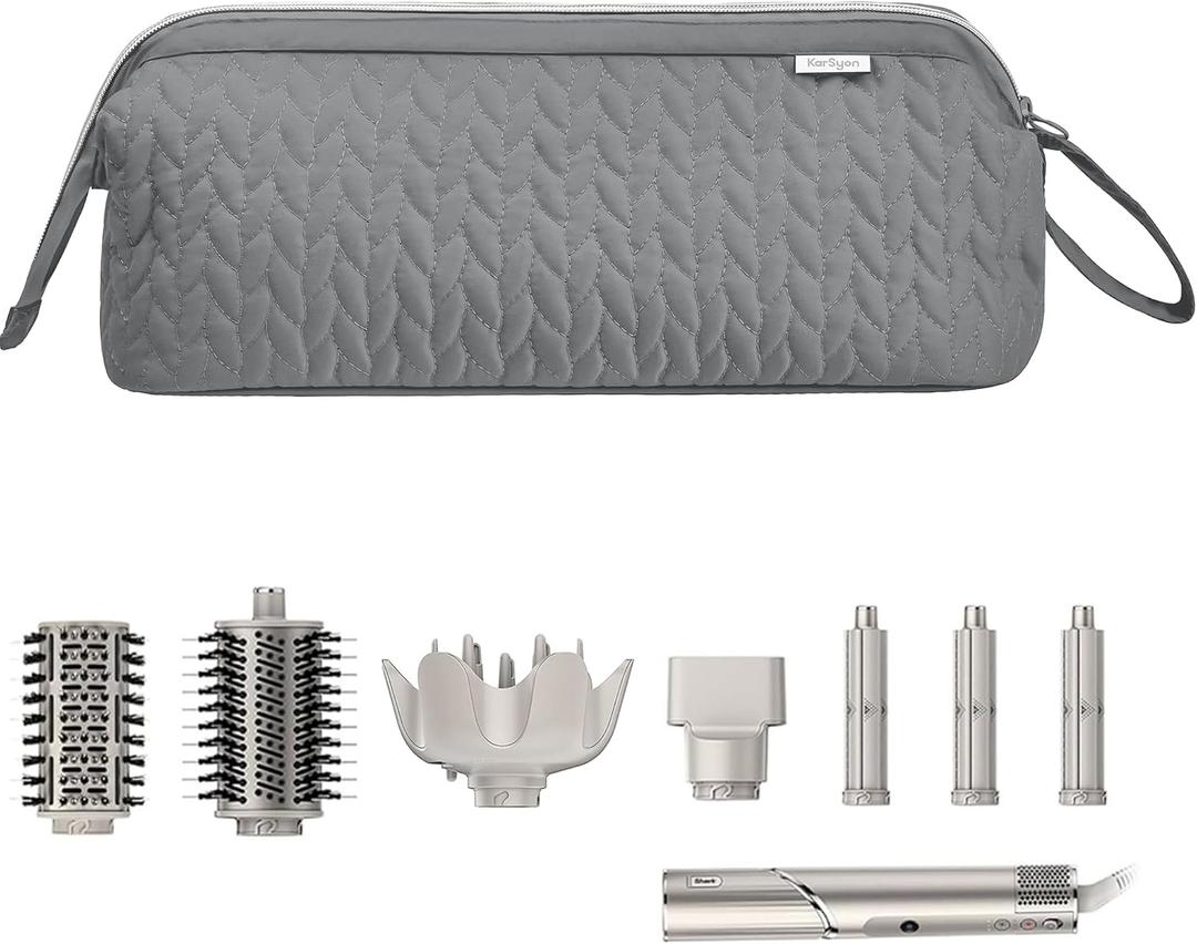 KarSyon Shark Flex Style Case for Dyson Airwrap Hair Dryer Brush Revlon Hair Tools Travel Bag Carrying Case Flat Curling Iron Organizer (Grey)