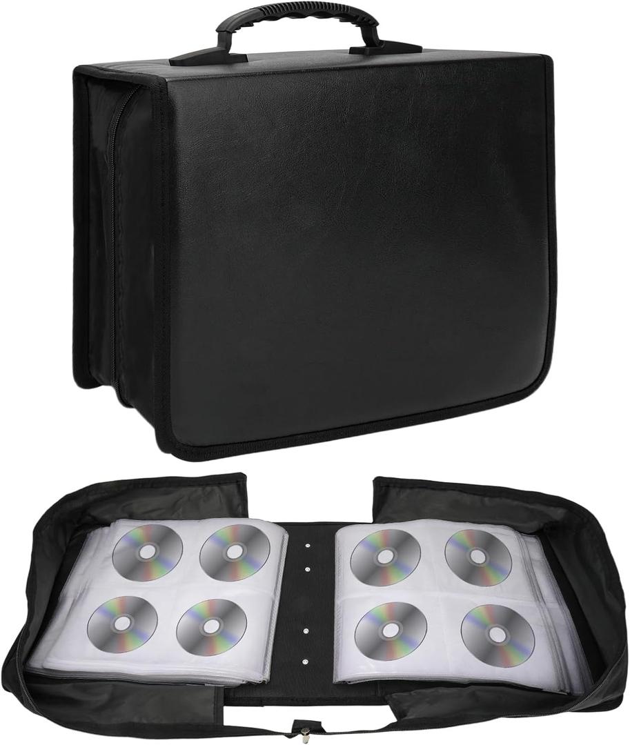 520 Capacity CD DVD Case Holder - Portable Zippered CD Binder DVD Storage Wallet, Large Media Album Box for Home, Office, Travel, Car