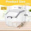 Sunnyray 4 Pcs Rice Storage Container 22 lb Airtight Flour Container with Wheels Measuring Cup Clear Pet Food Cube Dog Cat Birds Food Bin Grain Cereal Organizer Box for Dry Baking Supplies(White Lid)
